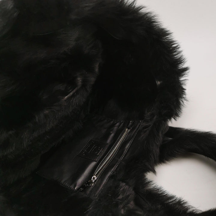 Chanel CC Logo Tote Black Shearling