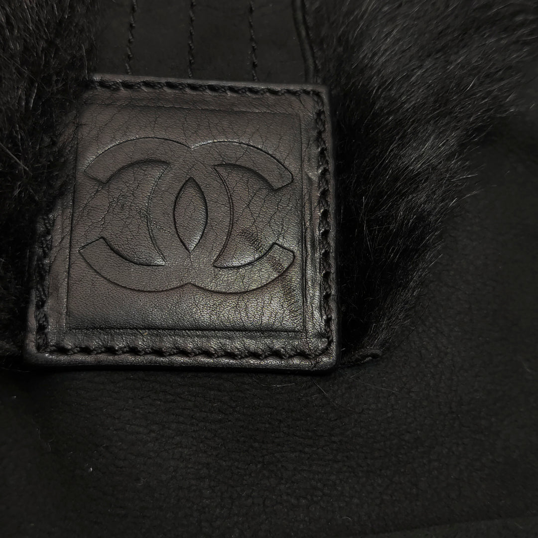 Chanel CC Logo Tote Black Shearling