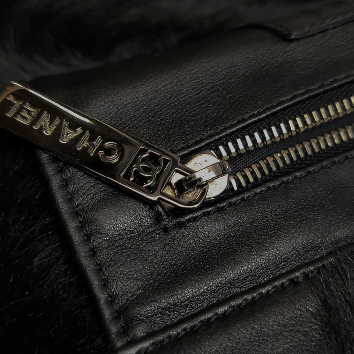 Chanel CC Logo Tote Black Shearling