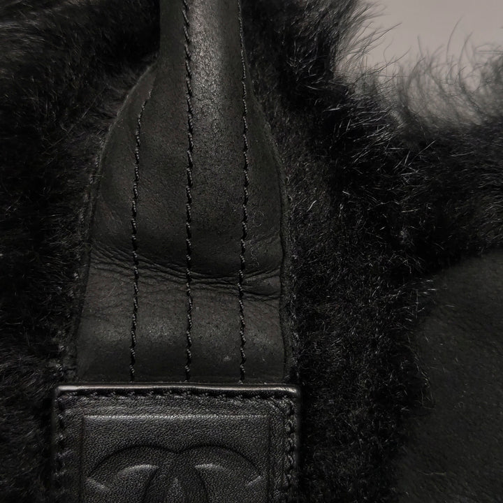 Chanel CC Logo Tote Black Shearling