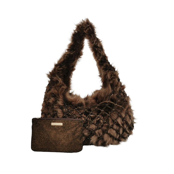 Bottega Veneta Fur Hobo Woven Bag In Brown