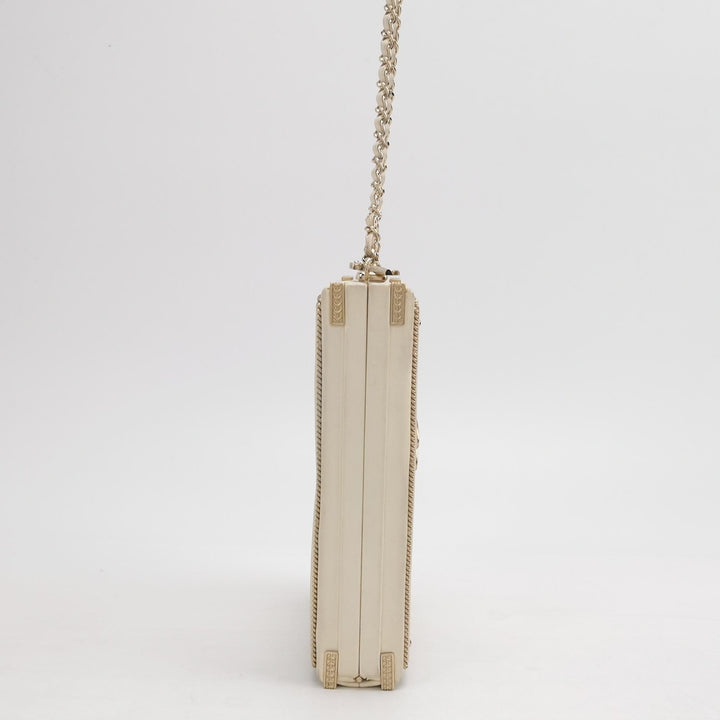 Chanel Coco in Ritz Key Card Minaudiere Limited Edition White Lambskin Clutch