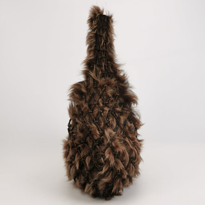 Bottega Veneta Fur Hobo Woven Bag In Brown