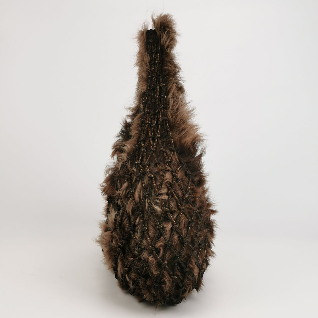 Bottega Veneta Fur Hobo Woven Bag In Brown