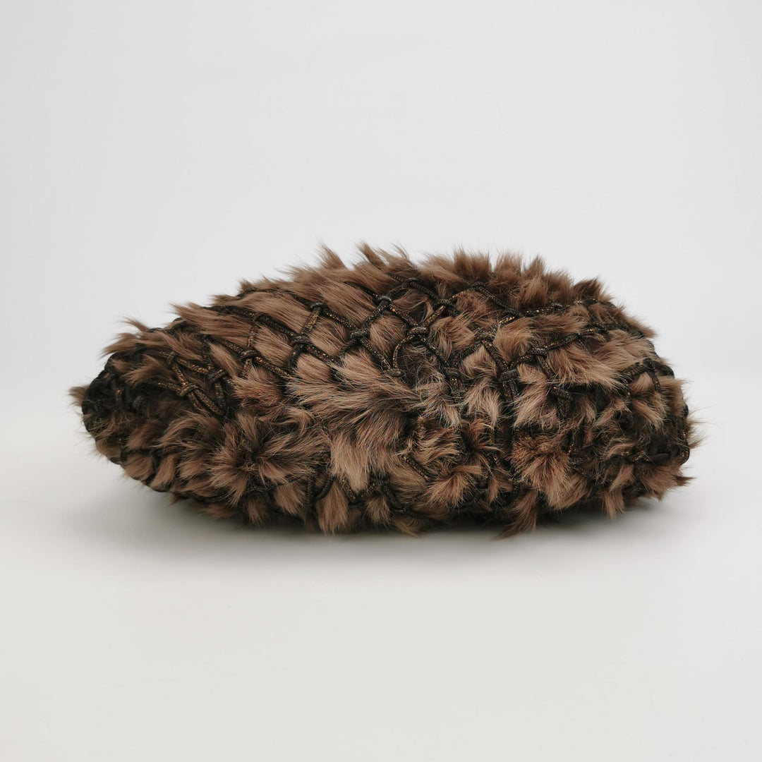 Bottega Veneta Fur Hobo Woven Bag In Brown