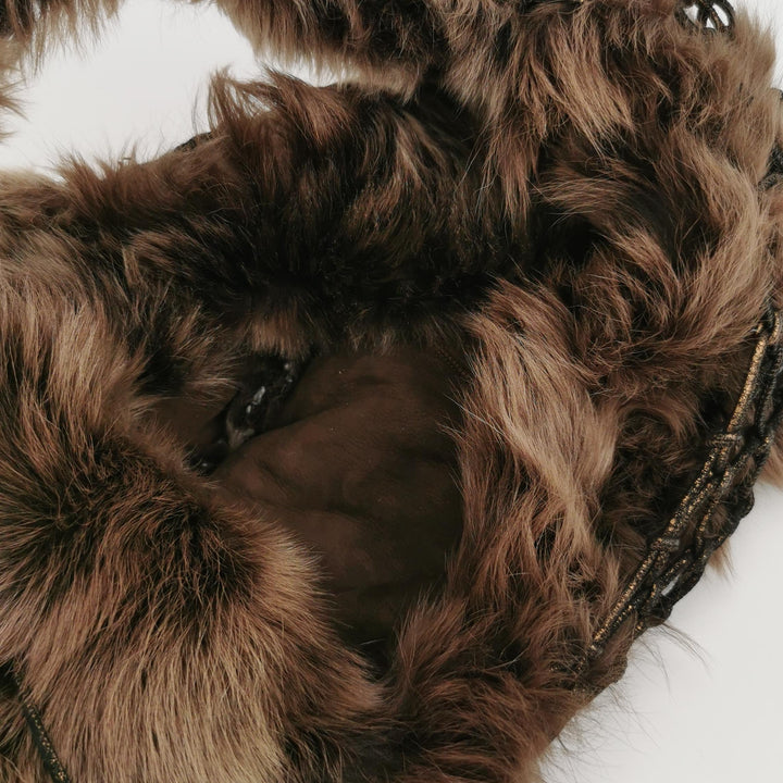 Bottega Veneta Fur Hobo Woven Bag In Brown