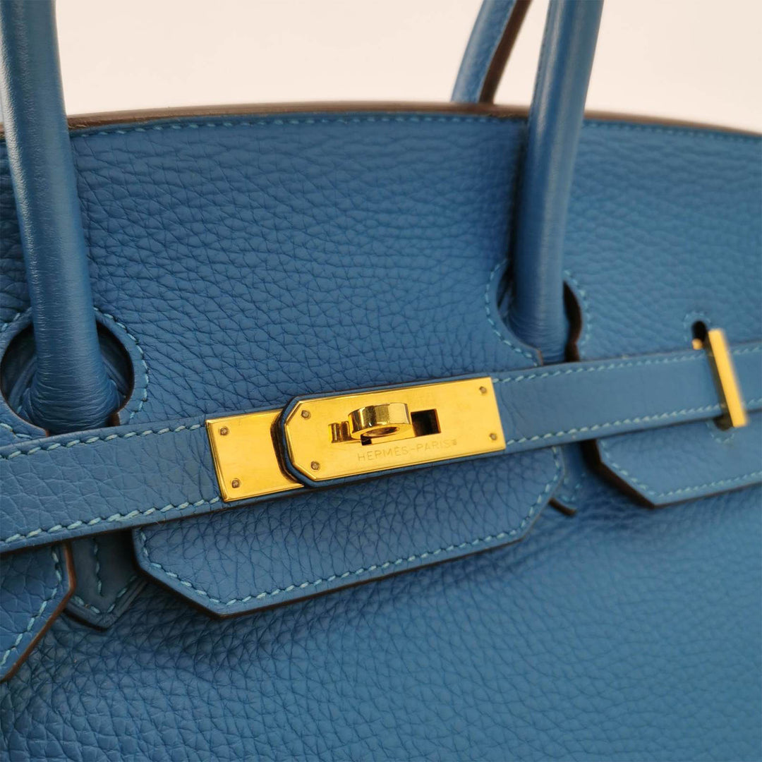 Hermès Birkin 35 Blue Bag Gold Hardware Square O - 2011