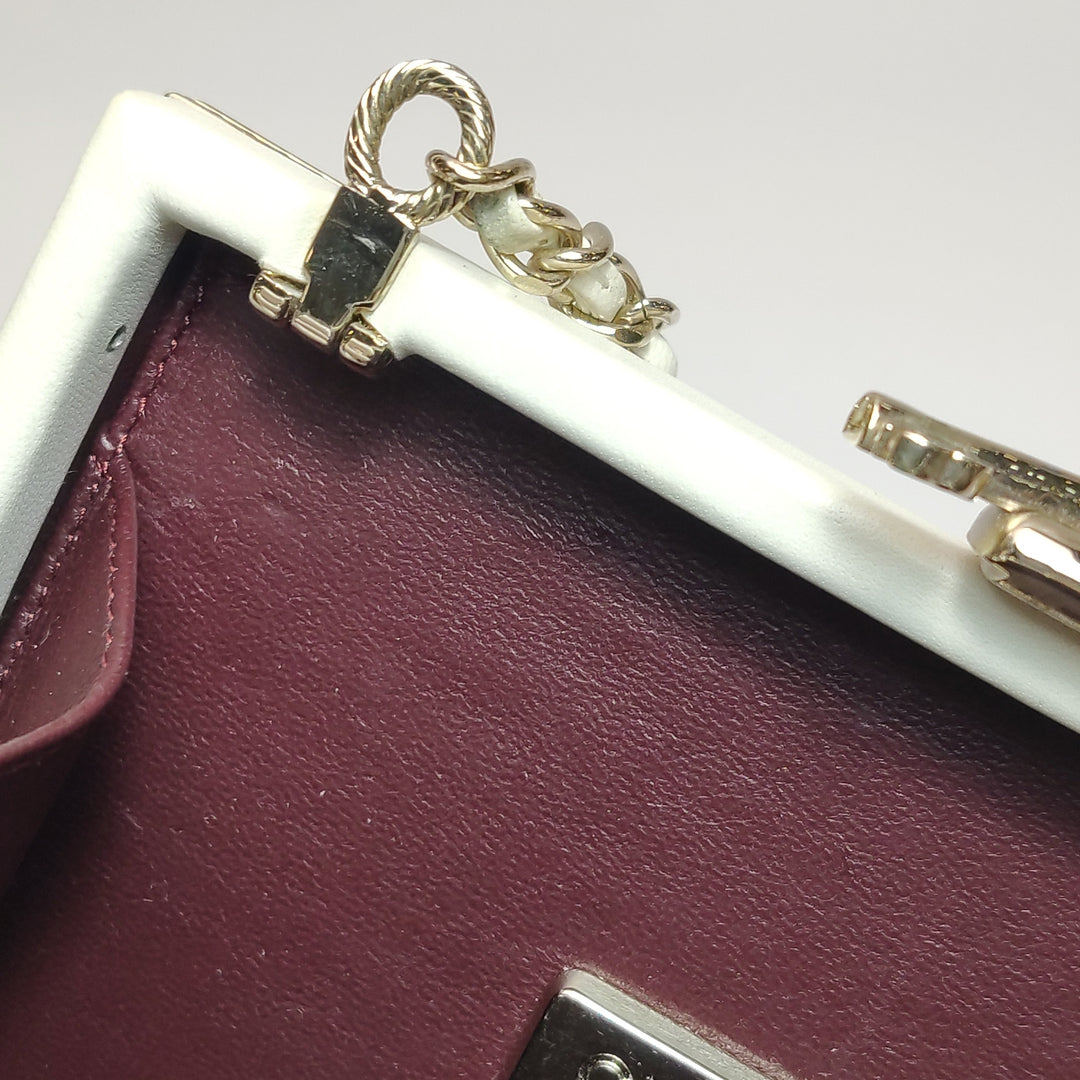 Chanel Coco in Ritz Key Card Minaudiere Limited Edition White Lambskin Clutch