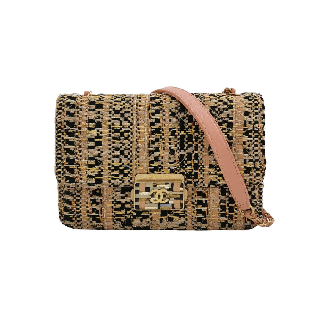 Chanel Beauty Lock Flap In Pink Tweed Bag
