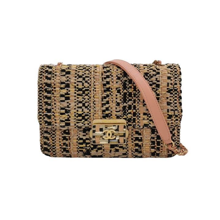 Chanel Beauty Lock Flap In Pink Tweed Bag