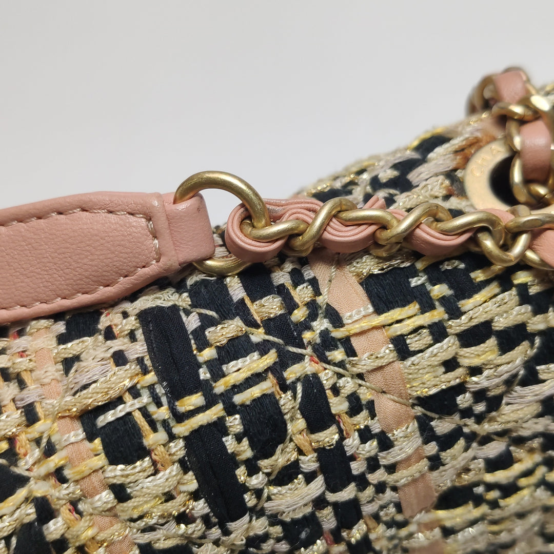 Chanel Beauty Lock Flap In Pink Tweed Bag