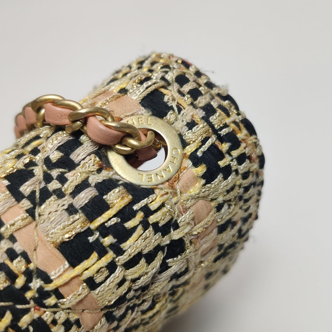 Chanel Beauty Lock Flap In Pink Tweed Bag