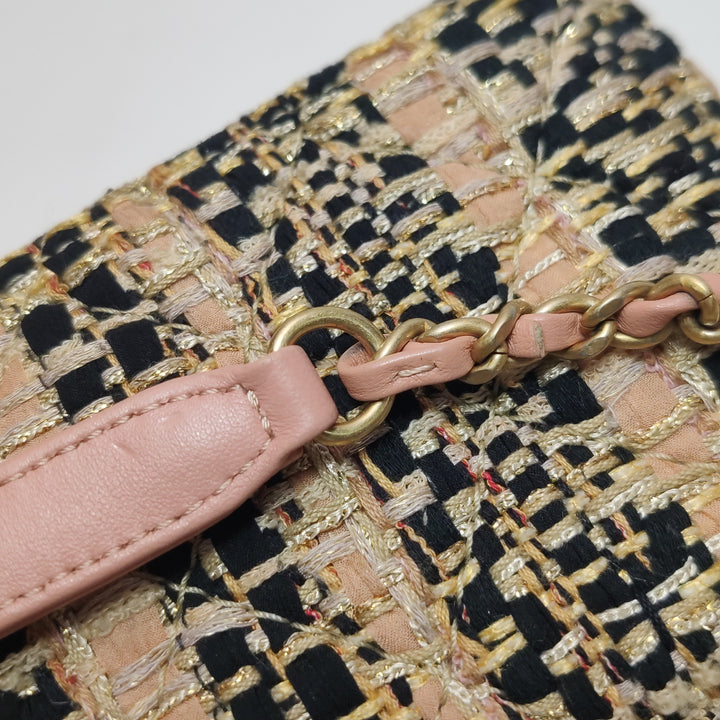 Chanel Beauty Lock Flap In Pink Tweed Bag