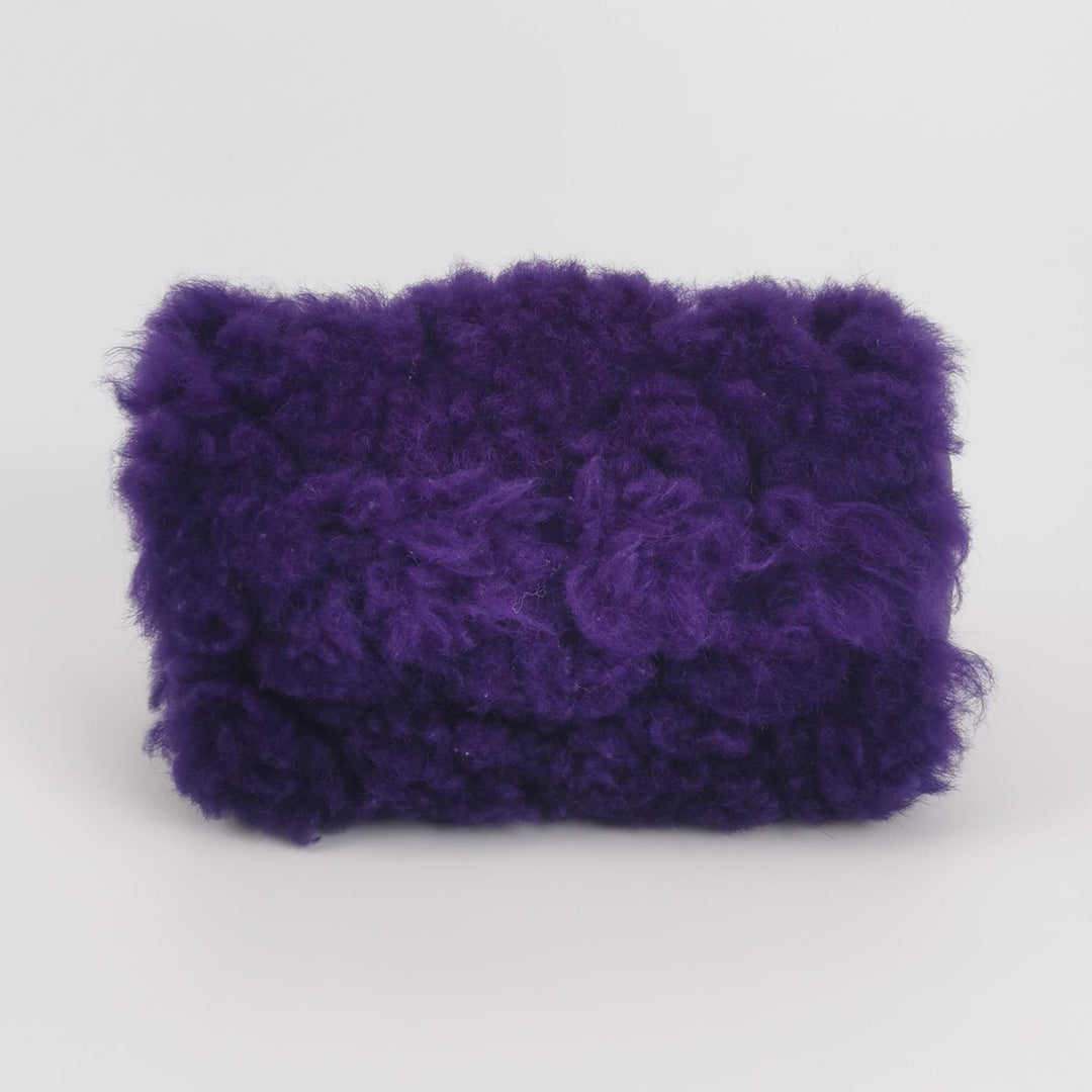 Chanel Flap Bag Quilted Shearling with Lambskin In Purple