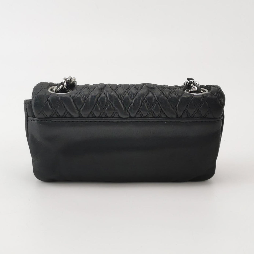 Chanel Astrakan Flap Bag Small Crinkled Calfskin Black Silver Hardware