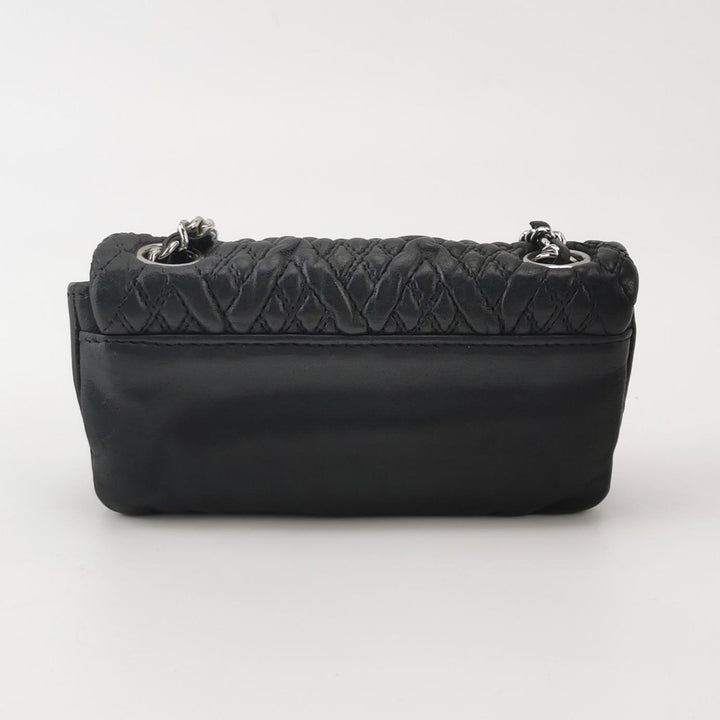 Chanel Astrakan Flap Bag Small Crinkled Calfskin Black Silver Hardware