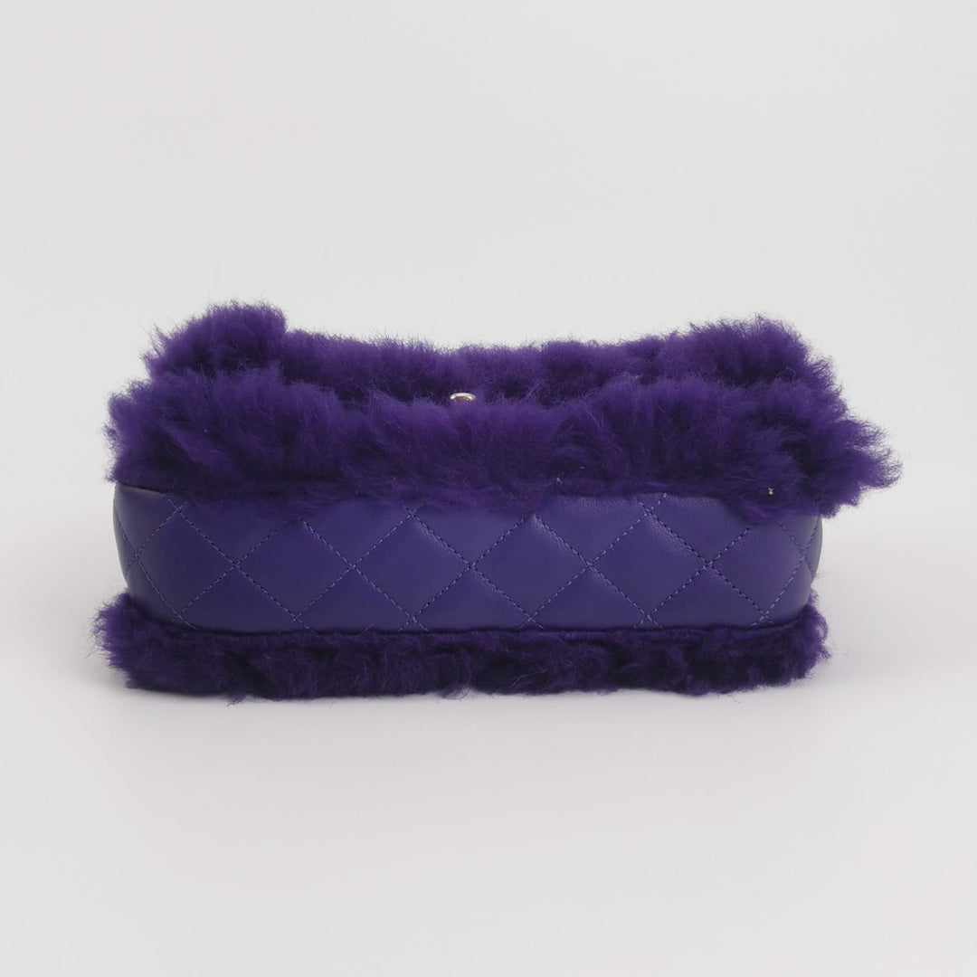 Chanel Flap Bag Quilted Shearling with Lambskin In Purple