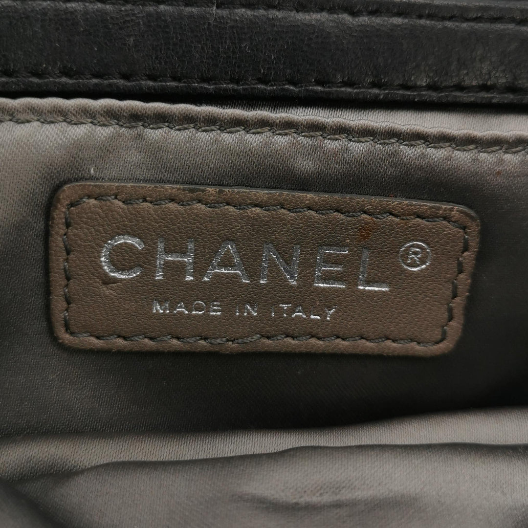 Chanel Astrakan Flap Bag Small Crinkled Calfskin Black Silver Hardware