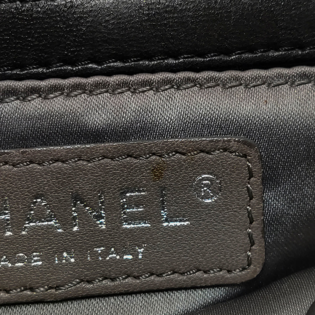 Chanel Astrakan Flap Bag Small Crinkled Calfskin Black Silver Hardware