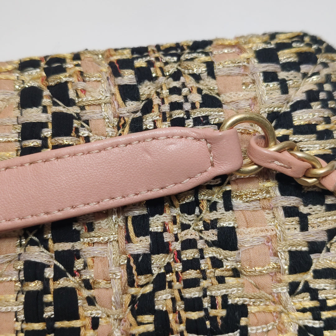 Chanel Beauty Lock Flap In Pink Tweed Bag