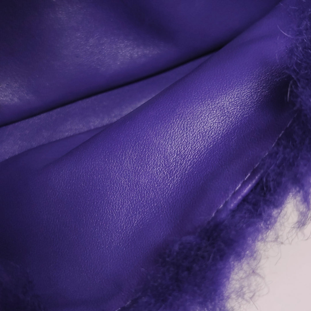 Chanel Flap Bag Quilted Shearling with Lambskin In Purple