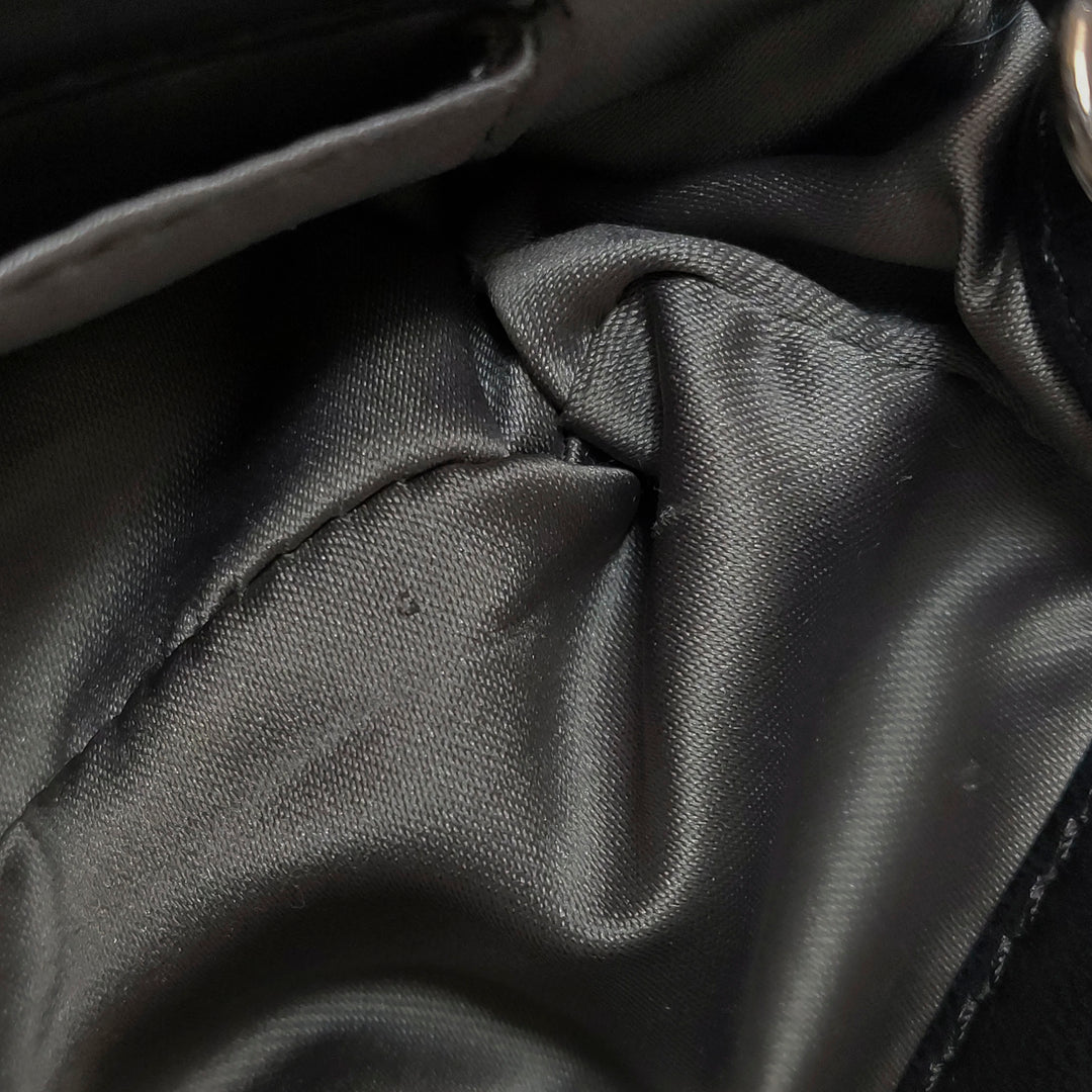 Chanel Astrakan Flap Bag Small Crinkled Calfskin Black Silver Hardware