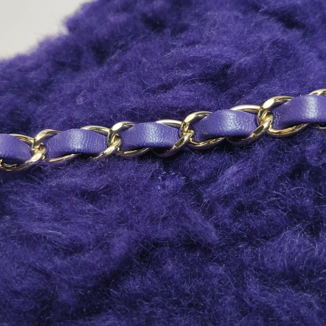 Chanel Flap Bag Quilted Shearling with Lambskin In Purple