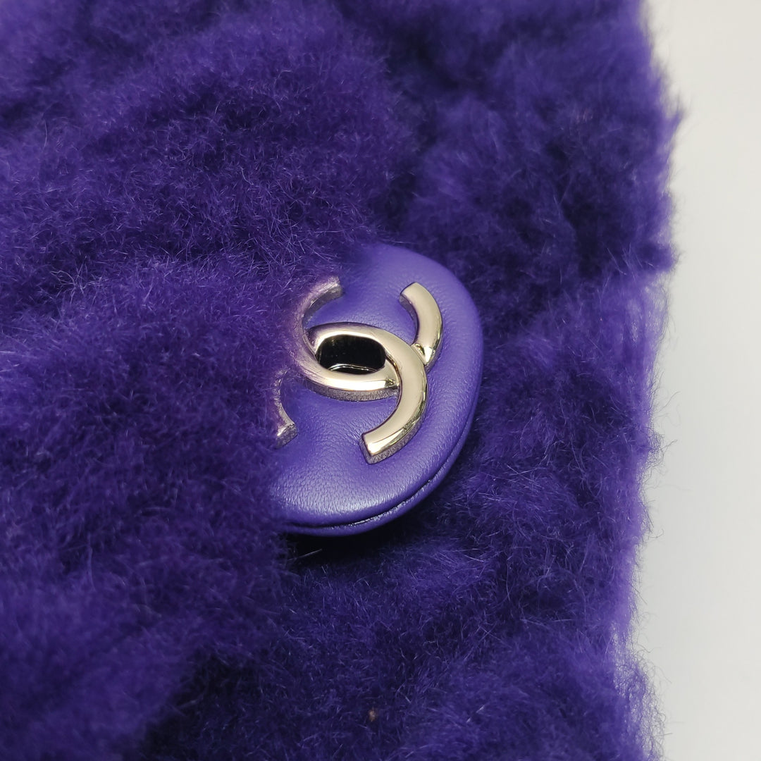 Chanel Flap Bag Quilted Shearling with Lambskin In Purple