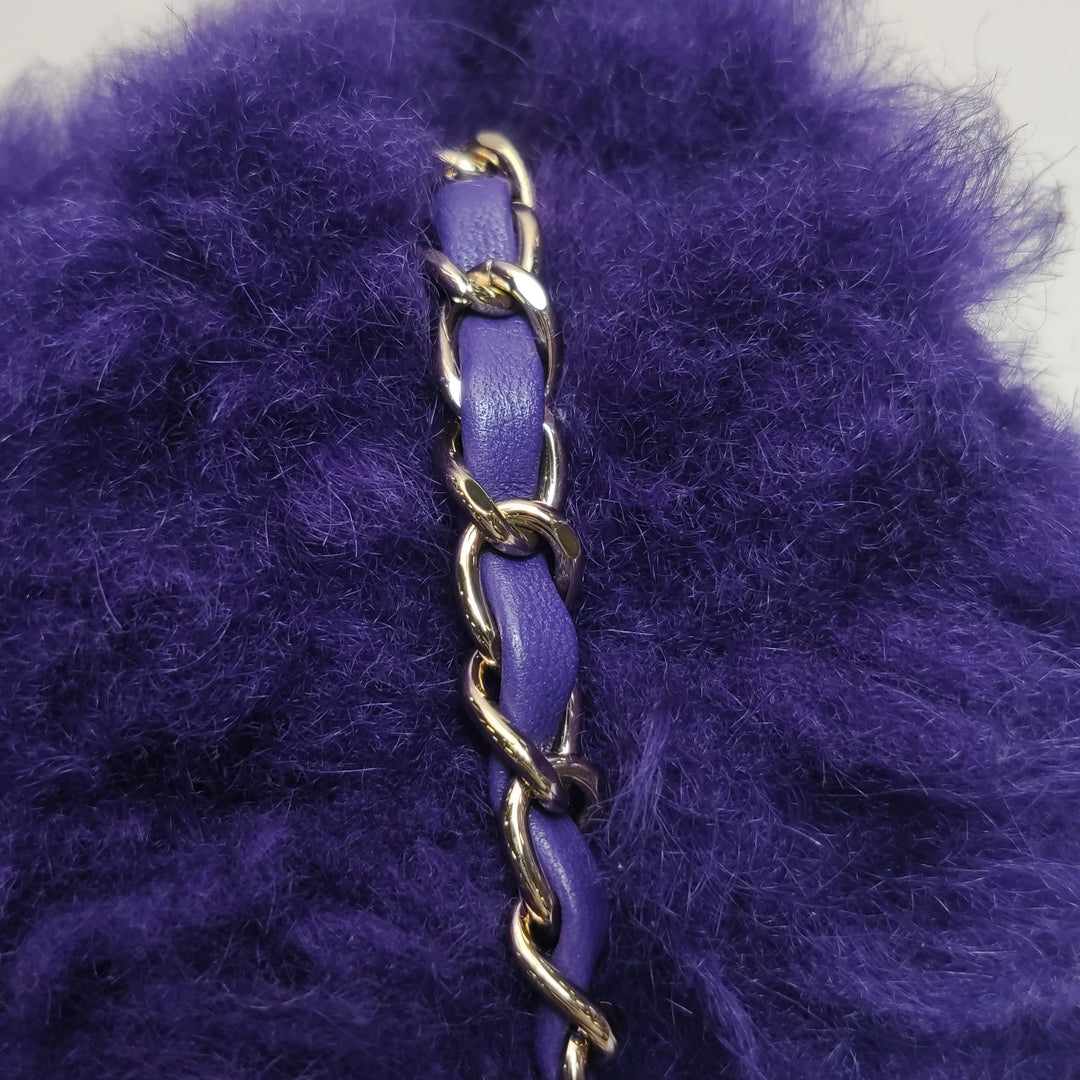 Chanel Flap Bag Quilted Shearling with Lambskin In Purple