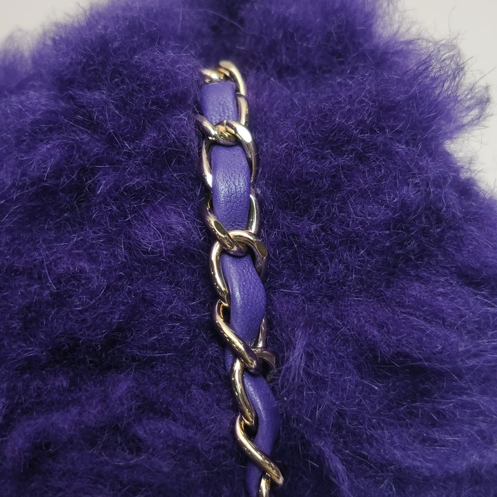 Chanel Flap Bag Quilted Shearling with Lambskin In Purple