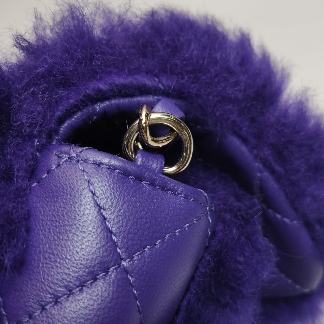 Chanel Flap Bag Quilted Shearling with Lambskin In Purple