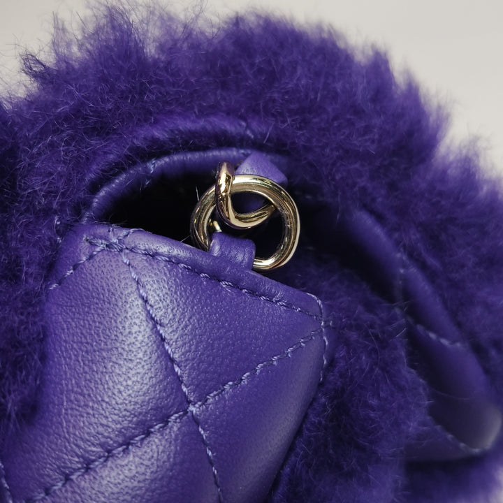 Chanel Flap Bag Quilted Shearling with Lambskin In Purple