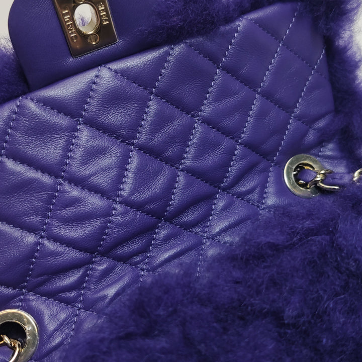Chanel Flap Bag Quilted Shearling with Lambskin In Purple