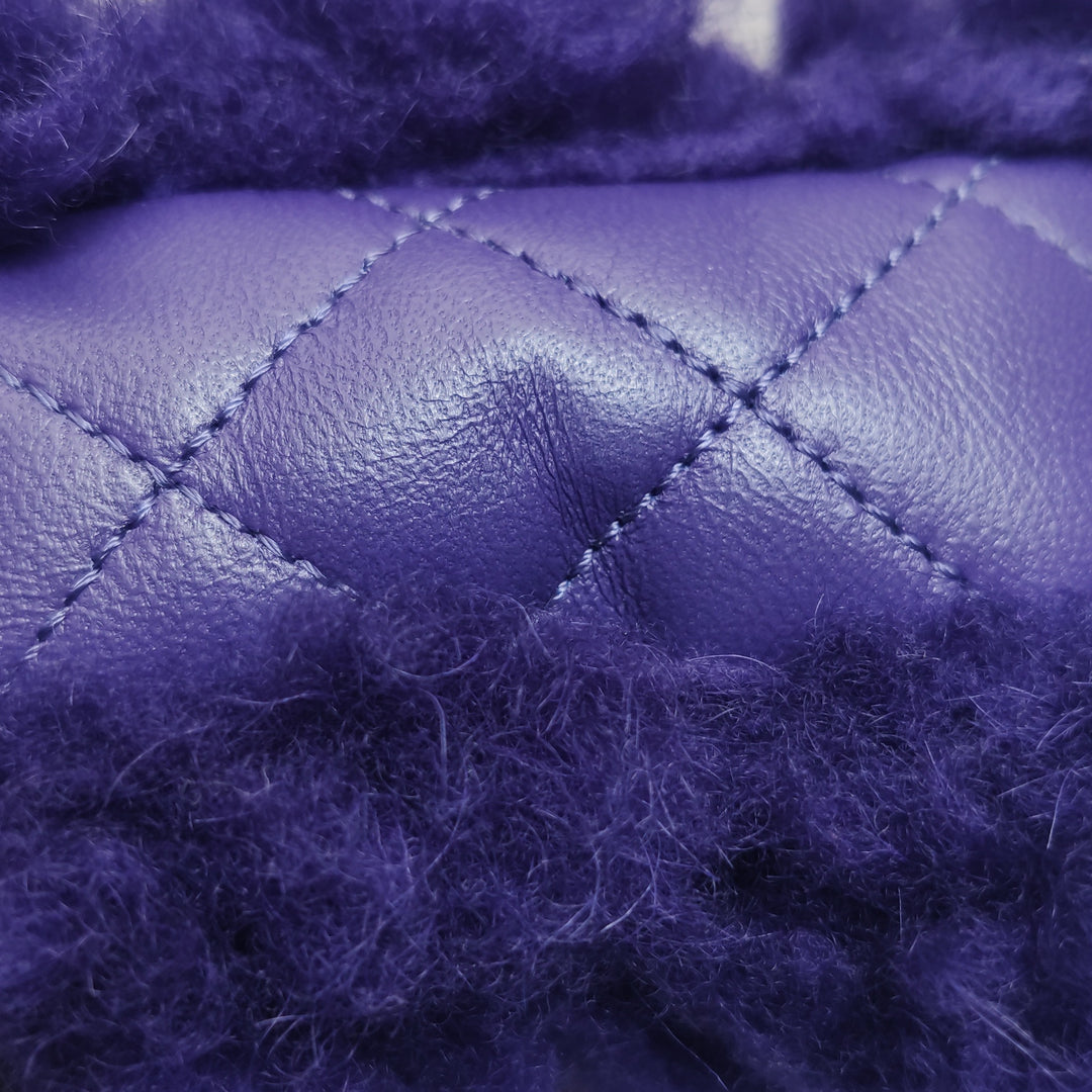 Chanel Flap Bag Quilted Shearling with Lambskin In Purple