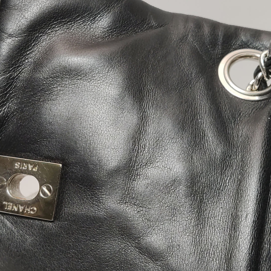 Chanel Astrakan Flap Bag Small Crinkled Calfskin Black Silver Hardware