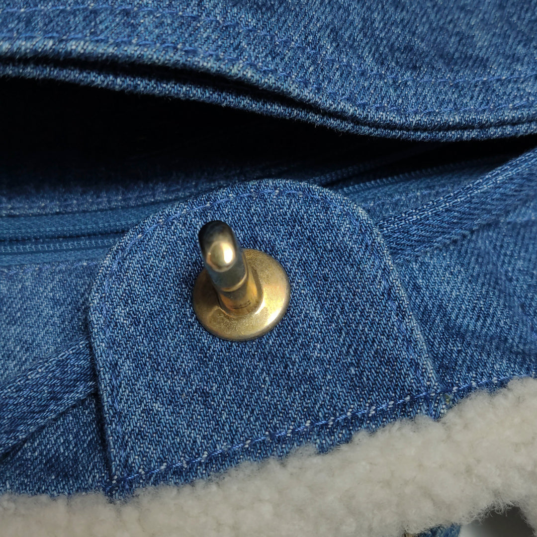 Chanel Denim Shearling Hieroglyph Patchwork Tote