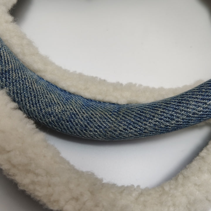 Chanel Denim Shearling Hieroglyph Patchwork Tote