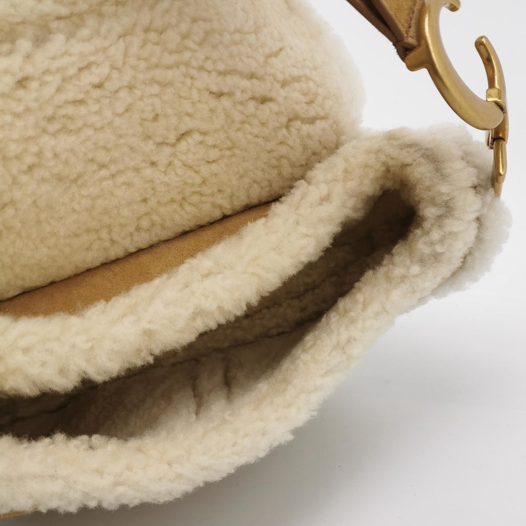 Dior Camel Shearling Saddle Bag