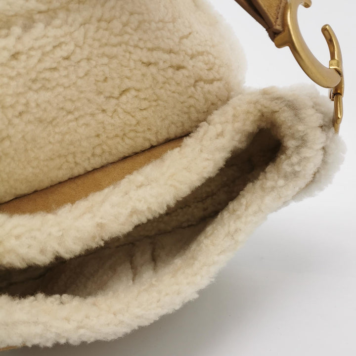 Dior Camel Shearling Saddle Bag