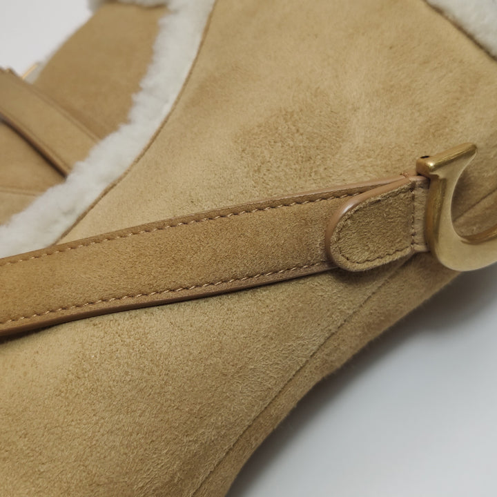 Dior Camel Shearling Saddle Bag