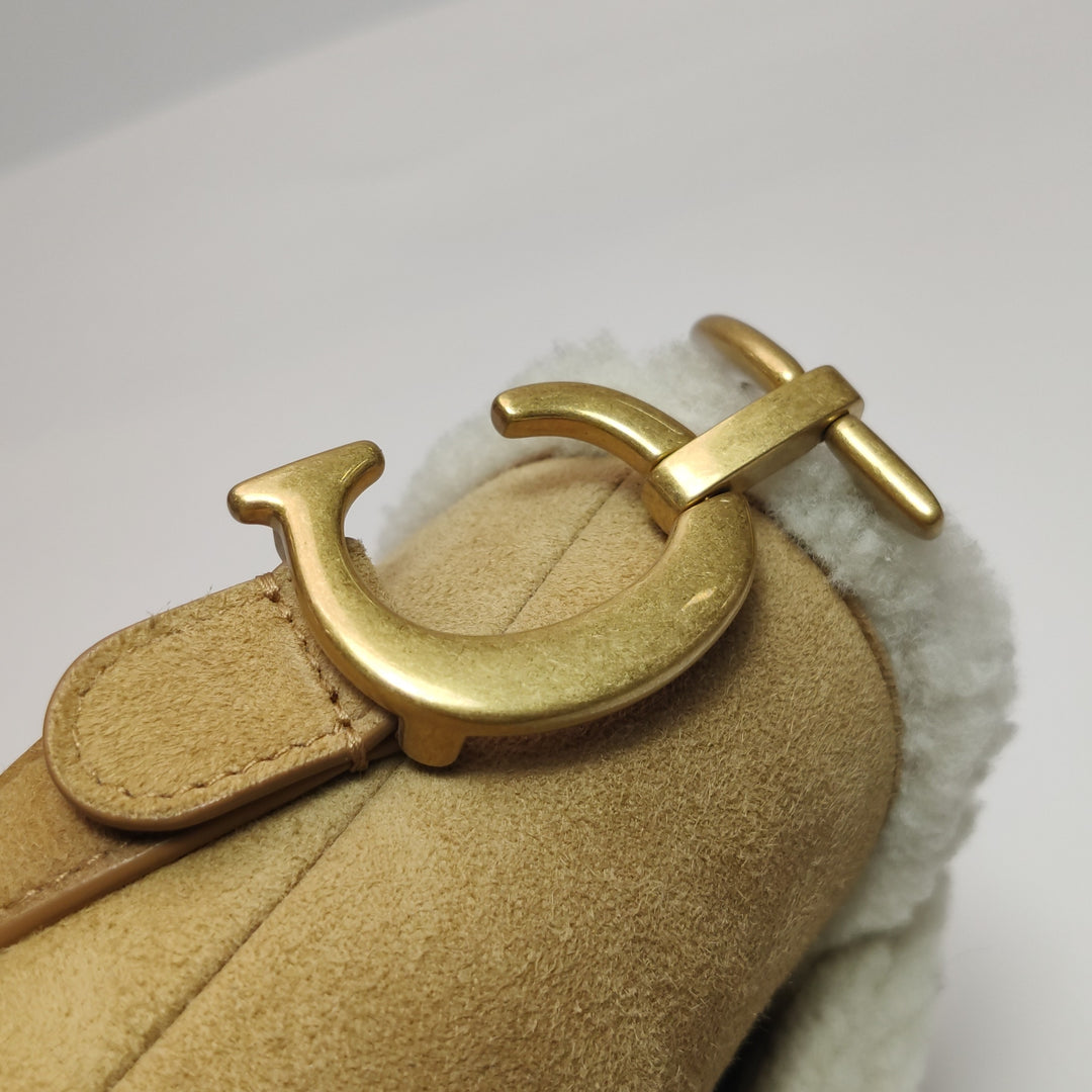 Dior Camel Shearling Saddle Bag