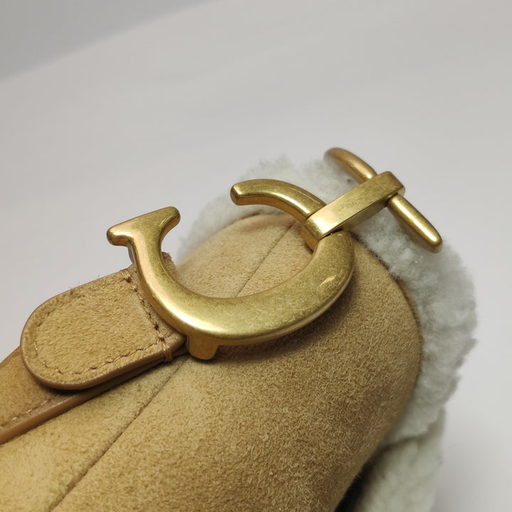 Dior Camel Shearling Saddle Bag