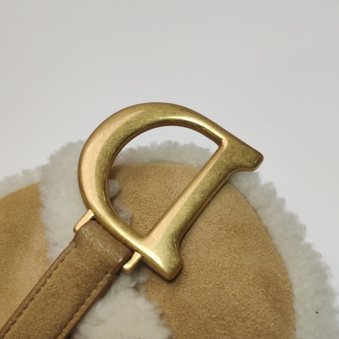 Dior Camel Shearling Saddle Bag