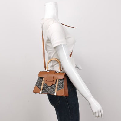 Goyard Saigon Mini Bag Wood Handle Bag Crossbody Shoulder Purse In Brown