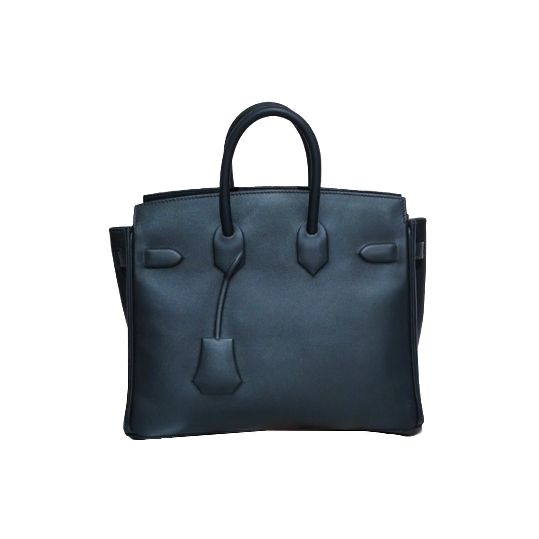 Hermes 25 Birkin Shadow Swift Leather Handbag In Palladium-tone Hardware