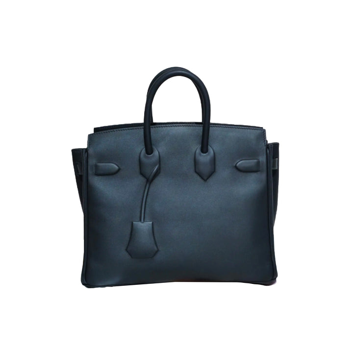 Hermes 25 Birkin Shadow Swift Leather Handbag In Palladium-tone Hardware