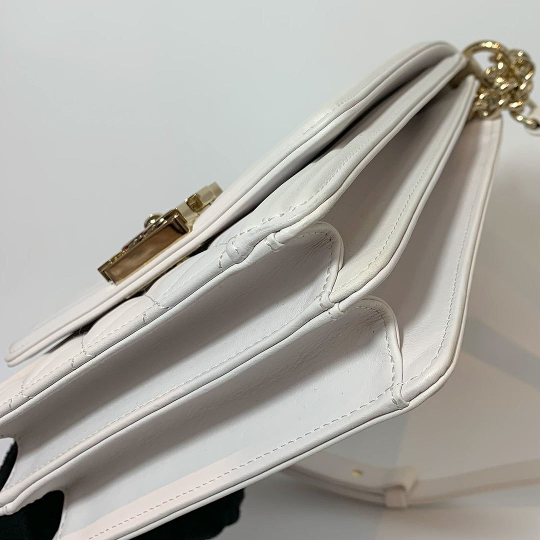 Chanel North South Boy Flap Bag in White Lambskin and Gold Hardware