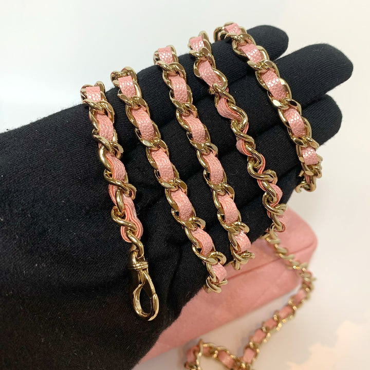 Chanel Small Clutch With Chain in Pink Iridescent Caviar with Gold Hardware