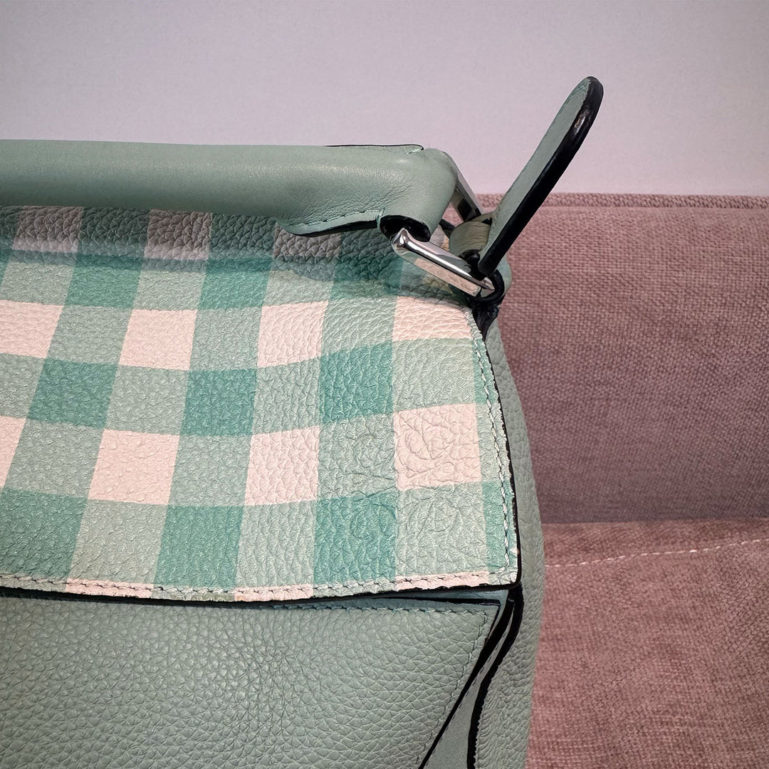 Loewe Medium Gingham Puzzle Bag In Green
