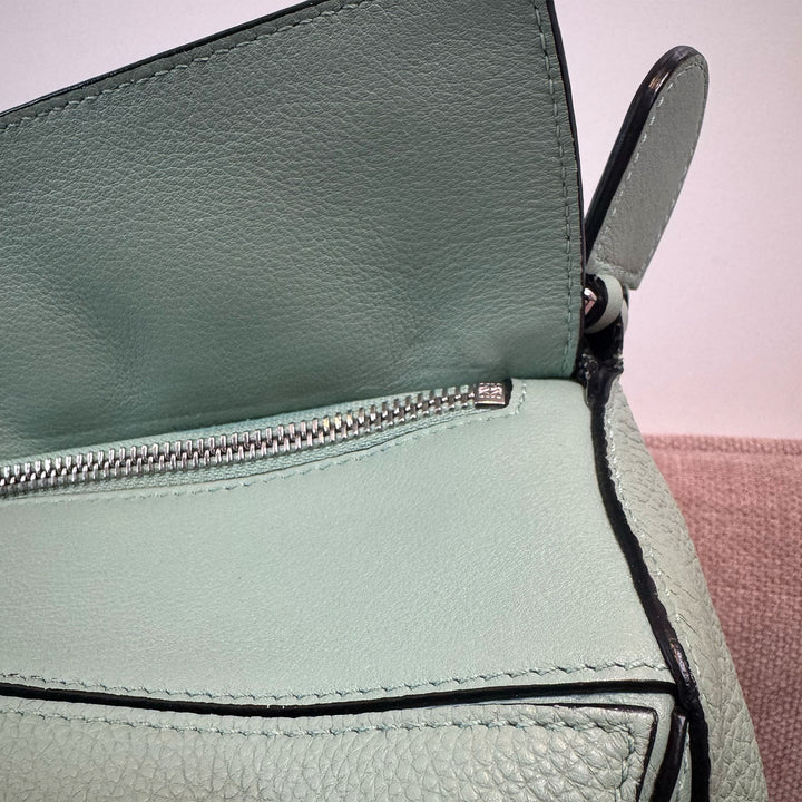 Loewe Medium Gingham Puzzle Bag In Green